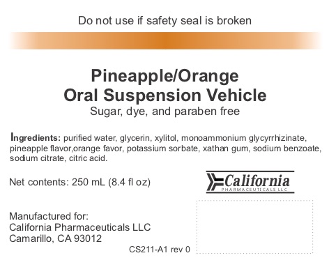 Oral Suspension Vehicle Label