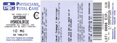 image of Oxycodone Hcl 10 mg package label