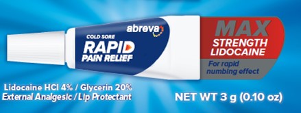 PA 202119 Abreva Rapid Pain Relief 3g