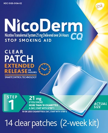 PA1001595 Nicoderm CQ 21 mg clear patch 14 ct