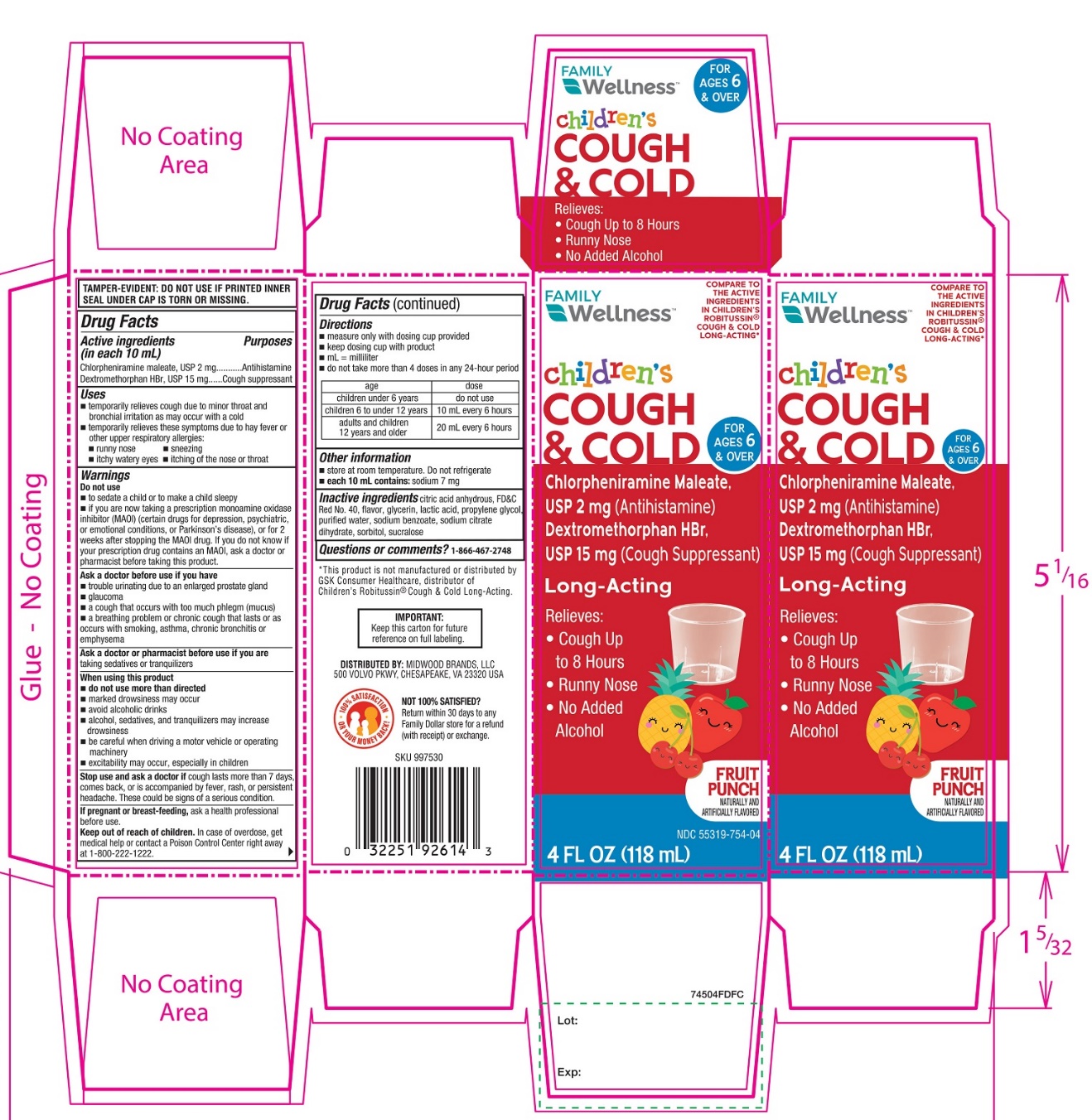 Family Dollar childrens Cough & Cold  4 FL  OZ  Fruit Punch Flavor