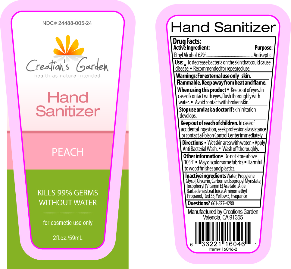Creations Garden Peach Hand Sanitizer | Ethyl Alcohol Gel Breastfeeding