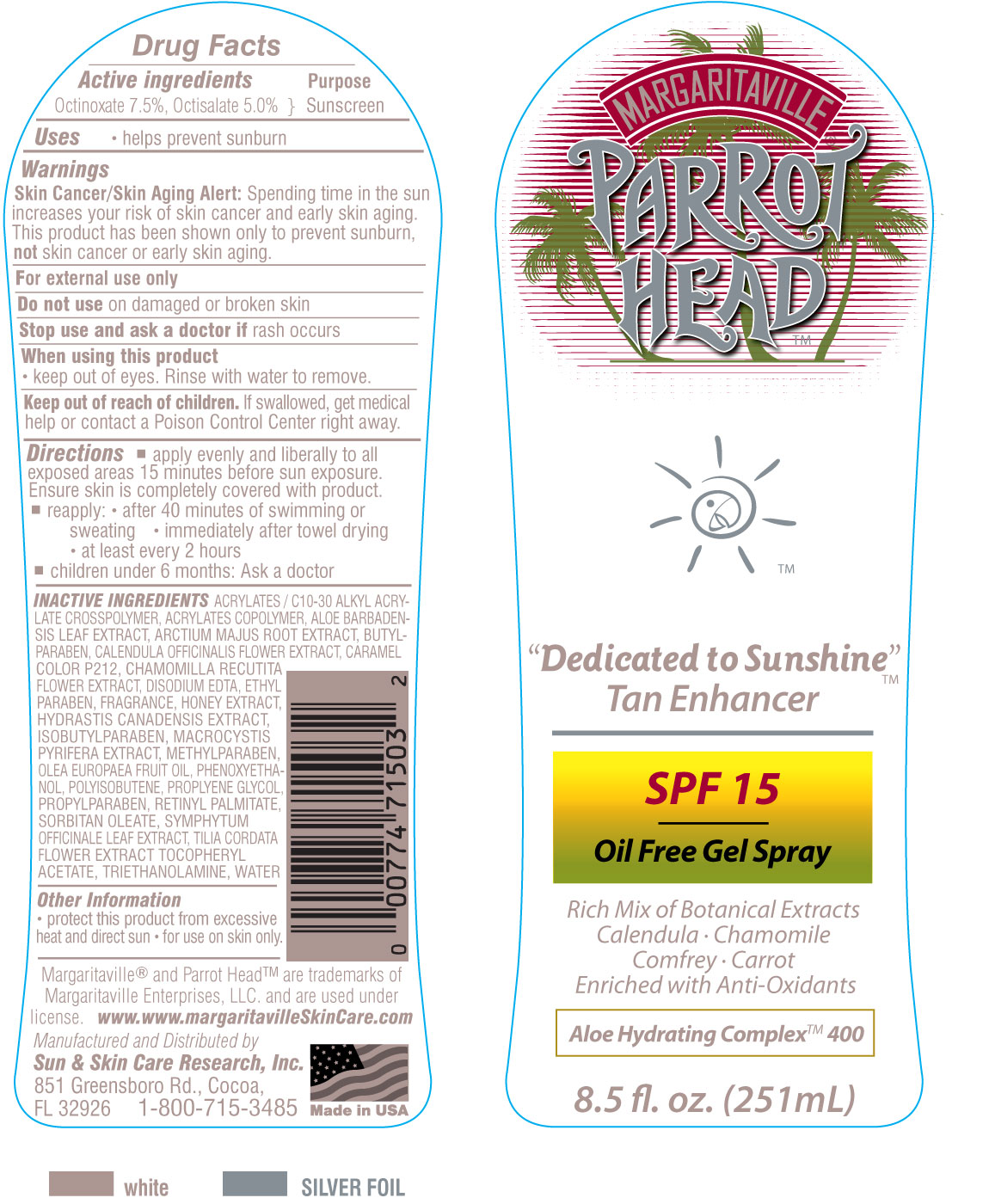 Parrot Head Dedicated To Sunshine Tan Enhancer 15 | Octinoxate, Octisalate Spray while Breastfeeding