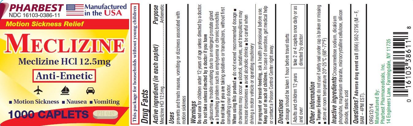 Pharbest Meclizine 12.5 mg Capet Package Label