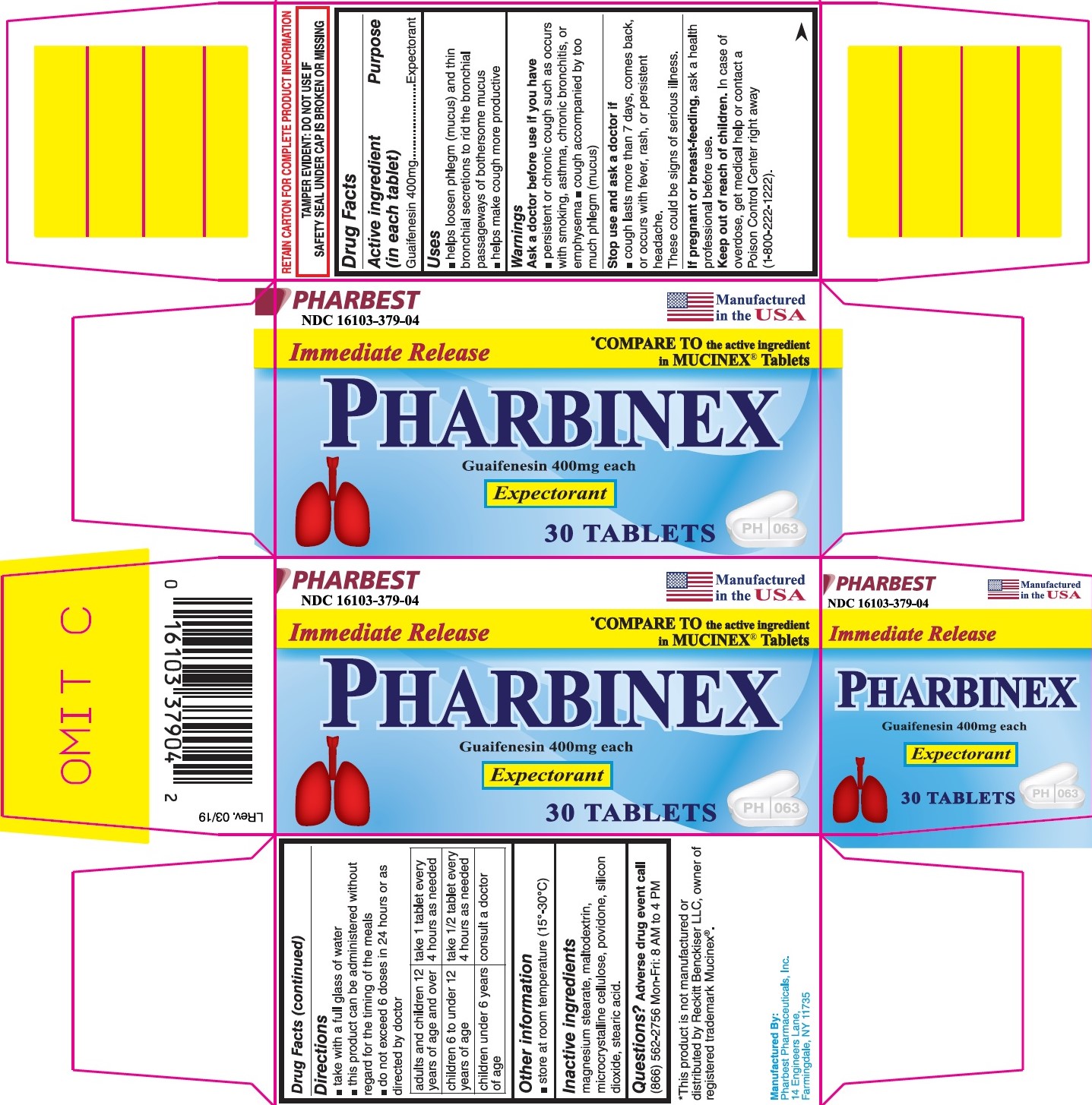 Pharbinex Tablet Product Label