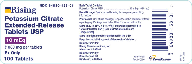 Container Label for 10MEq, 100 Count