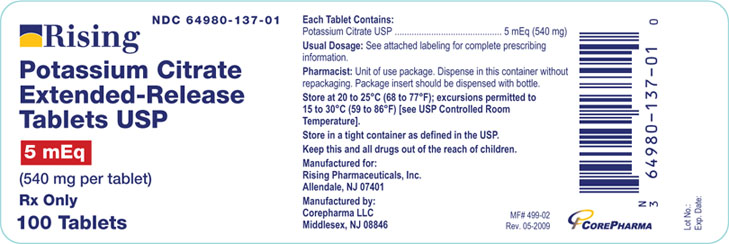 Container Label for 5MEq, 100 Count