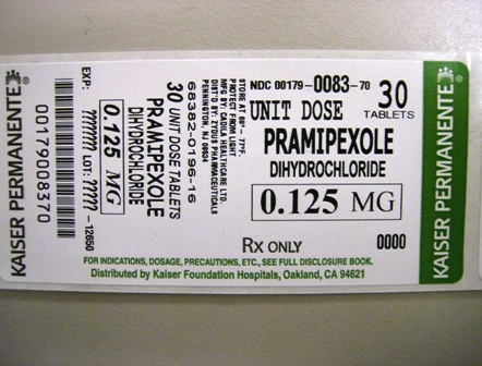 Label for Pramipexole 0.125mg