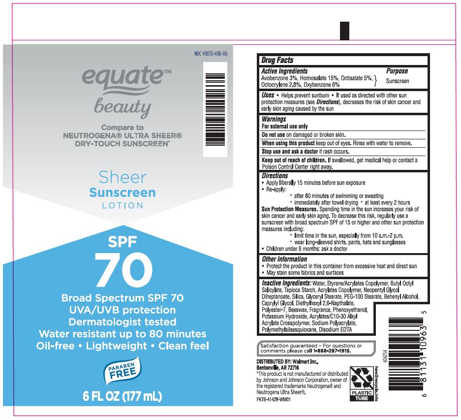Private Label Equate Beauty Ultra Sheer SPF 70 Label