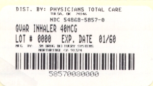 image of QVAR package label for 40 mcg 