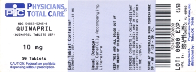 image of Quinapril 10 mg package label