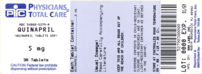 image of Quinapril 5 mg package label