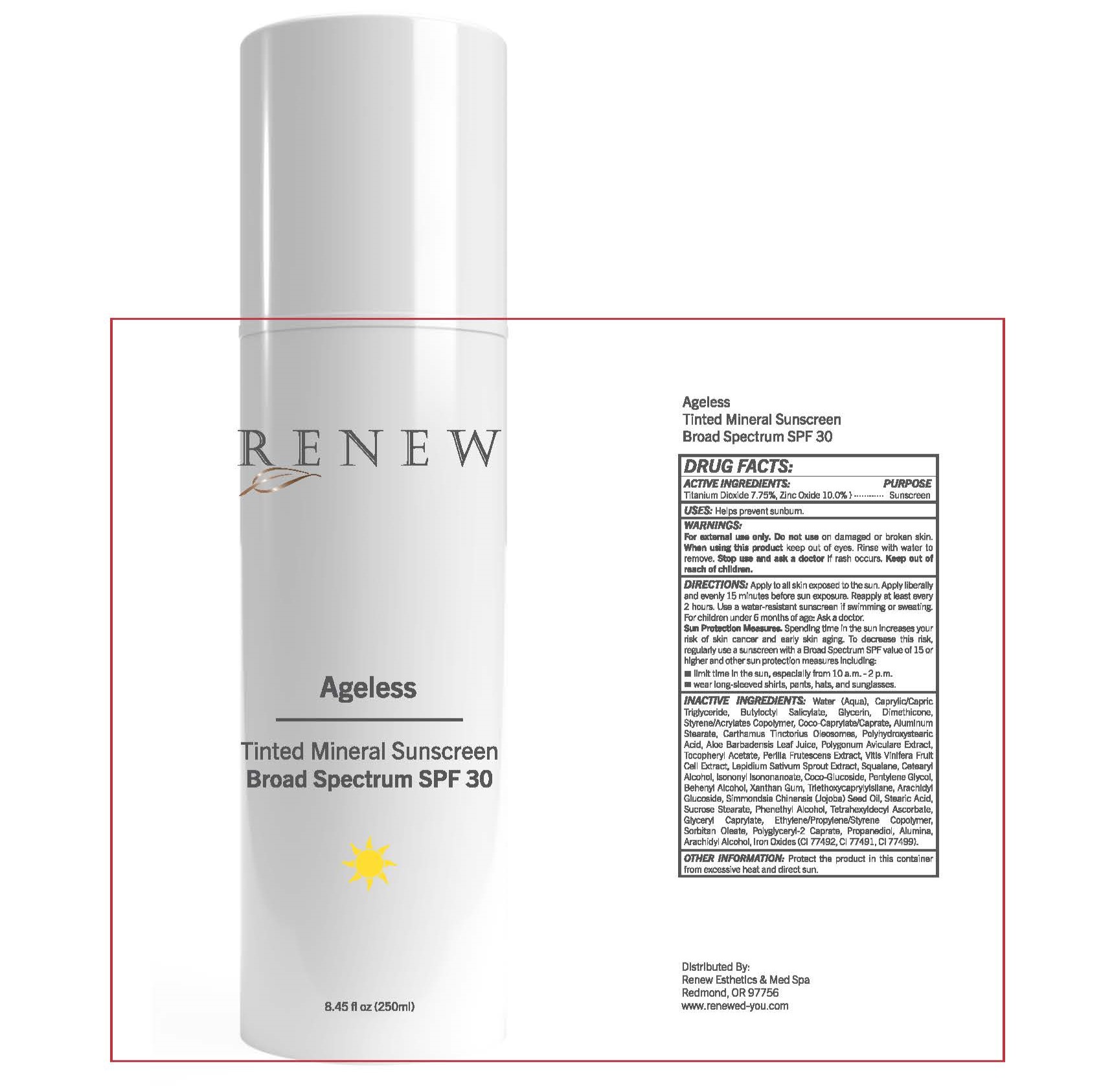 Ageless Tinted Mineral Sunscreen Broad Spectrum SPF 30