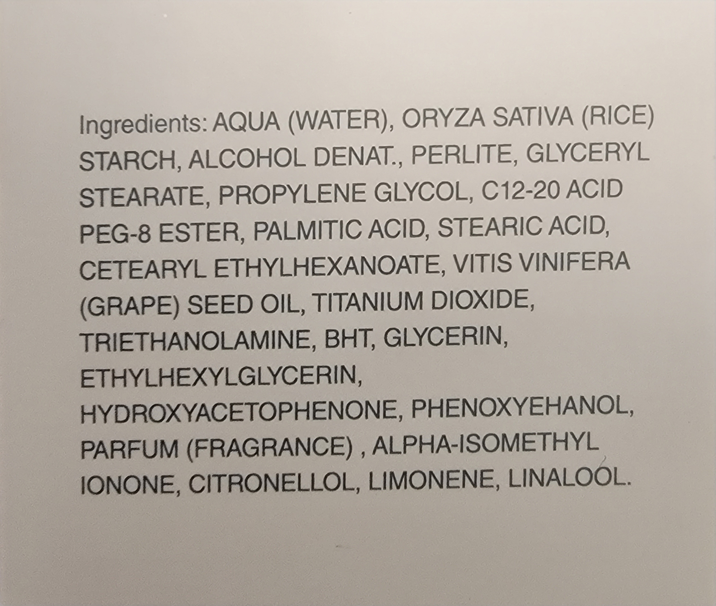 Rice Peeling ingredients list