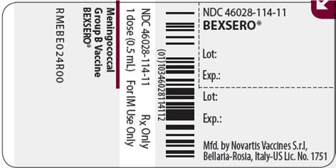 Bexsero prefilled syringe label