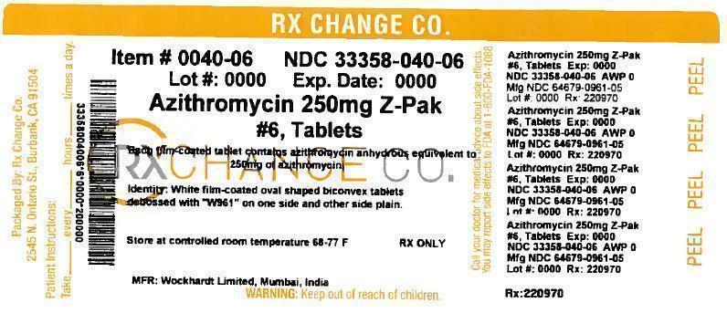 RxChange Co. (33358-040-06) Azithromyci 250mg Z-Pak