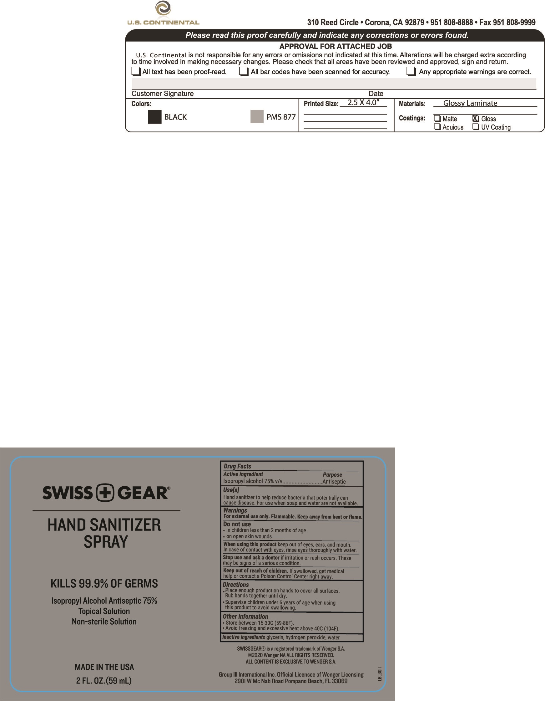 SwissGear 2 ounce Hand Sanitizer