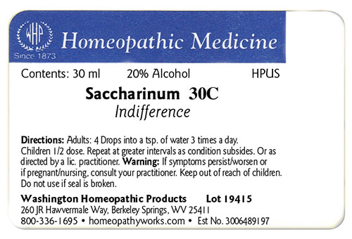 Saccharinum label example