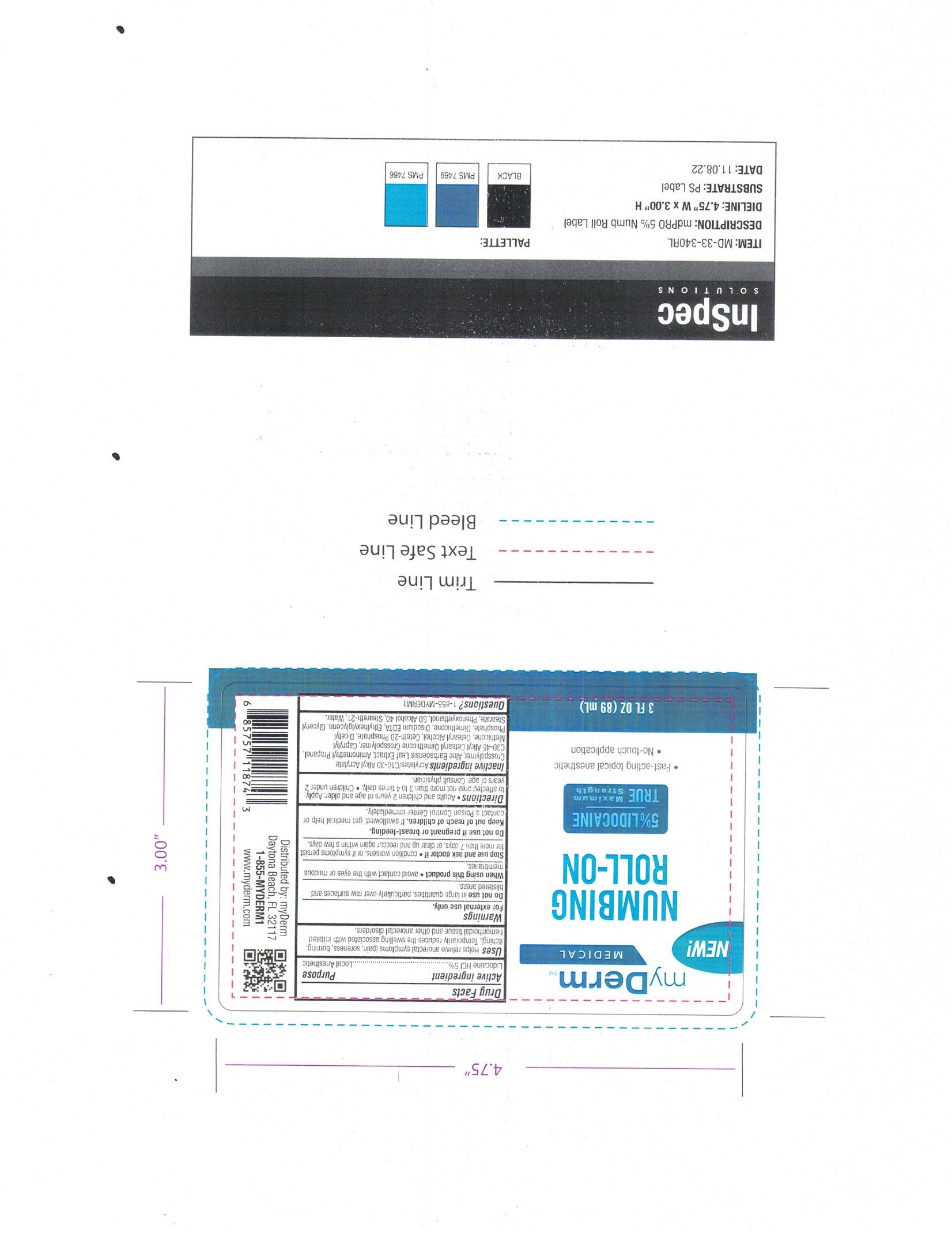 myDerm Numbing Roll-on 5% Lidocaine