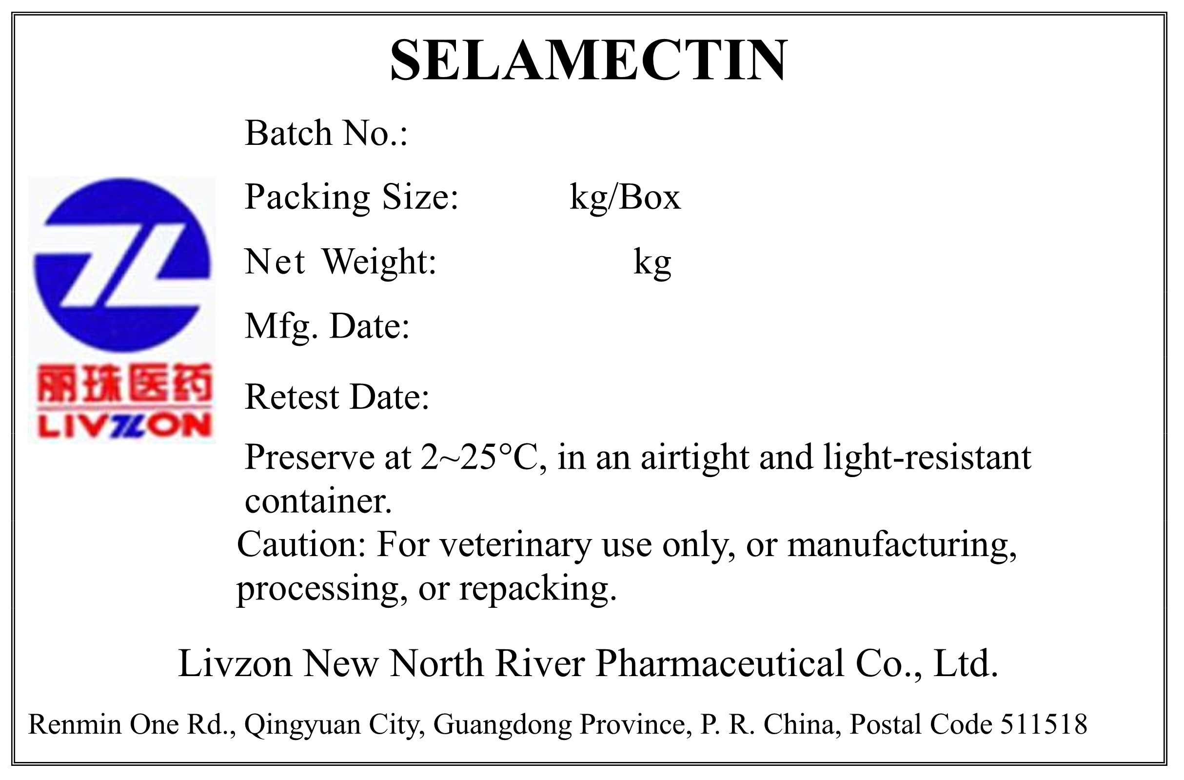 Selamectin label