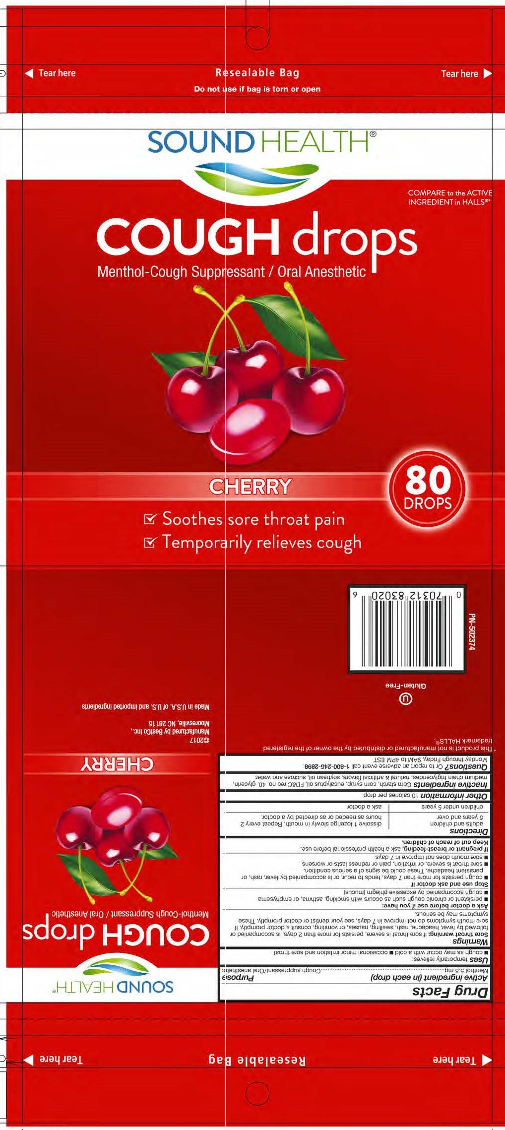 Sound Health Cherry 80ct Cough Drops