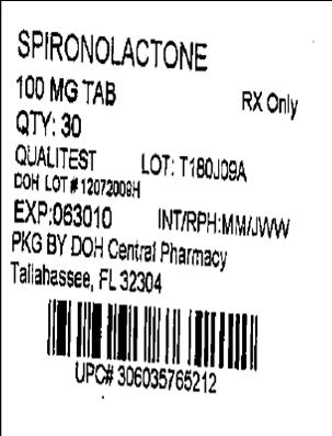 This is the label for Spironolactone Tablets 100 mg 