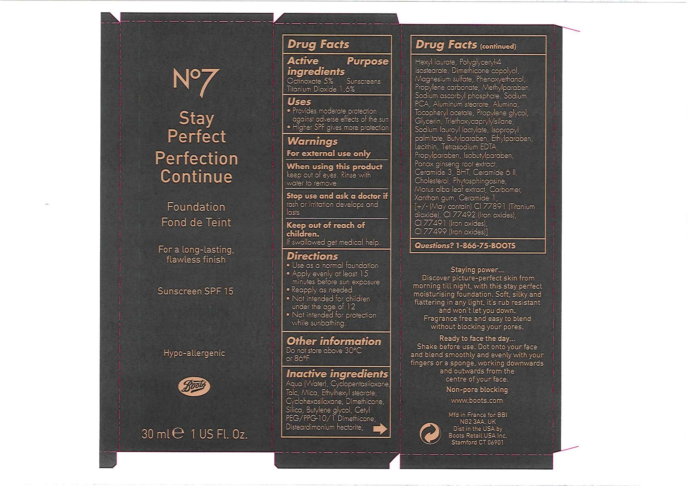 No7 Stay Perfect Foundation Sunscreen Spf 15 Almond 30 | Octinoxate And Titanium Dioxide Emulsion Breastfeeding