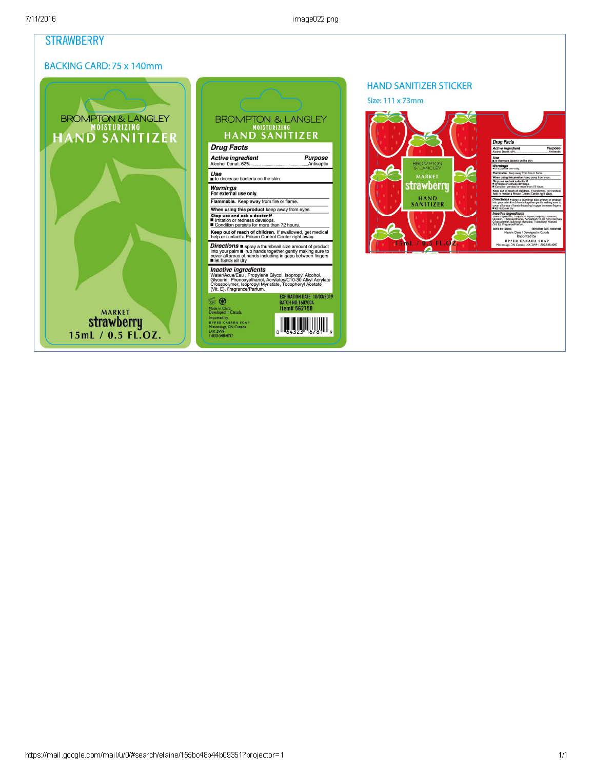 Brompton And Langley Moisturizing Hand Sanitizer Market Strawberry | Benzalkonium Chloride Gel while Breastfeeding