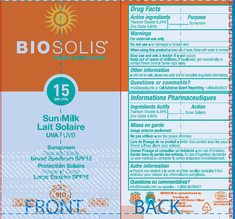 Biosolis Sun Milk Uva Sunscreen Face And Body Broad Spectrum Spf15 Breastfeeding