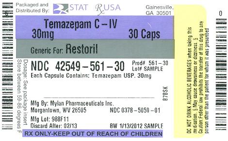NDC: 42549-561-30
RX#: 0000
Temazepam 30mg #30 capsule(s)