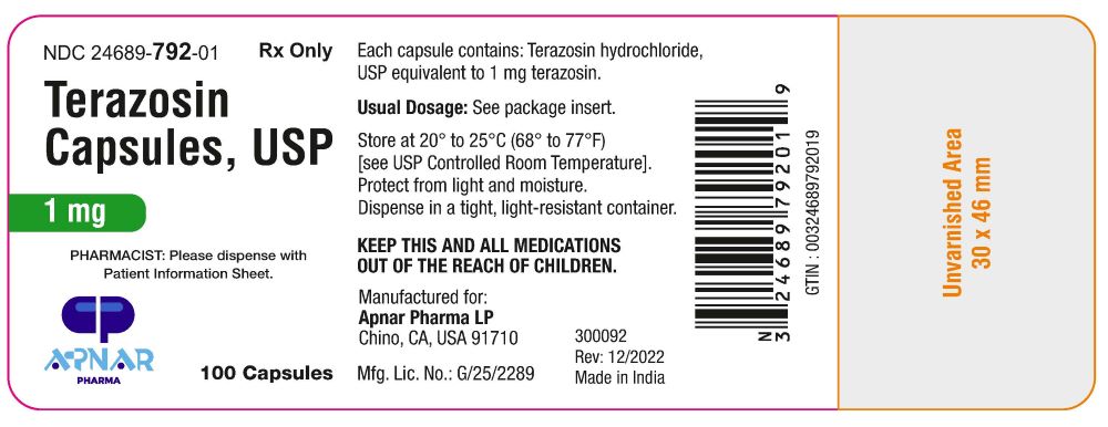 Terazosin Capsules 1 mg - Label - 100ct