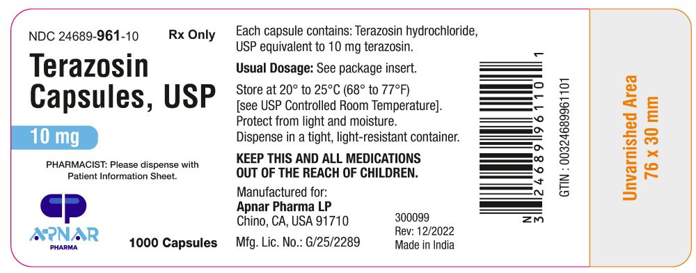 Terazosin Capsules 10mg - Label - 1000ct