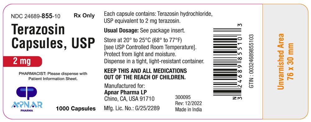 Terazosin Capsules 2 mg - Label - 1000ct