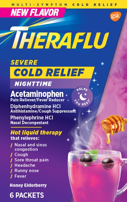 Theraflu SC Relief NT with Honey Elderberry 6 ct carton