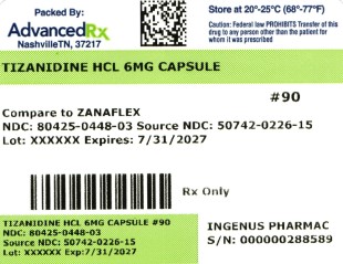 Tizanidine HCL 6mg Capsule #90