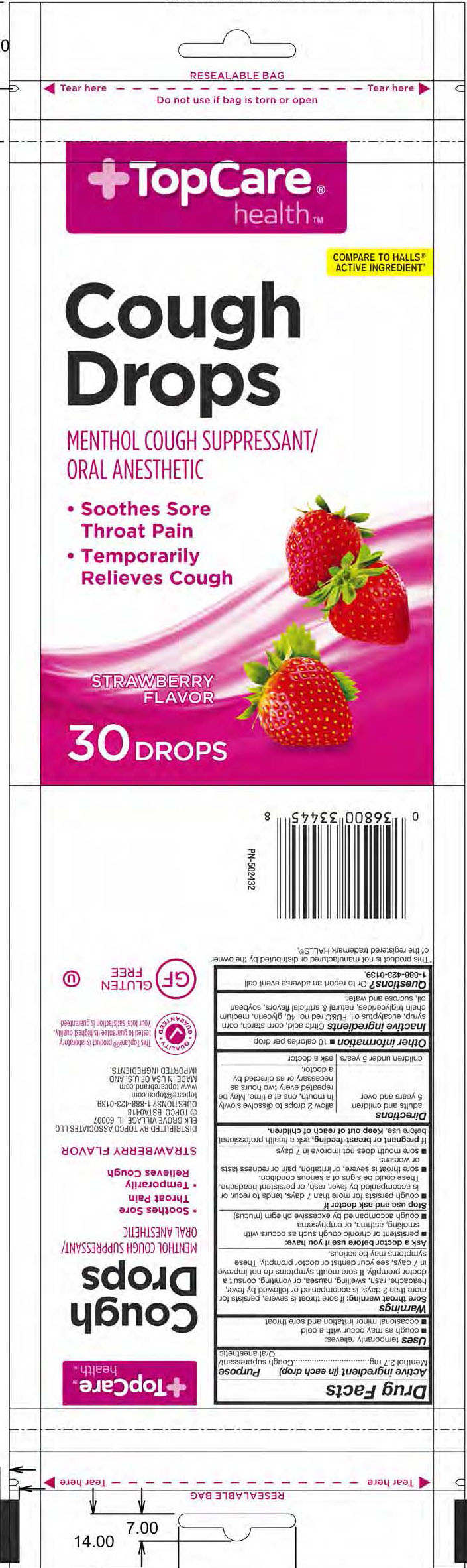 TopCare Strawberry 30ct Cough Drops
