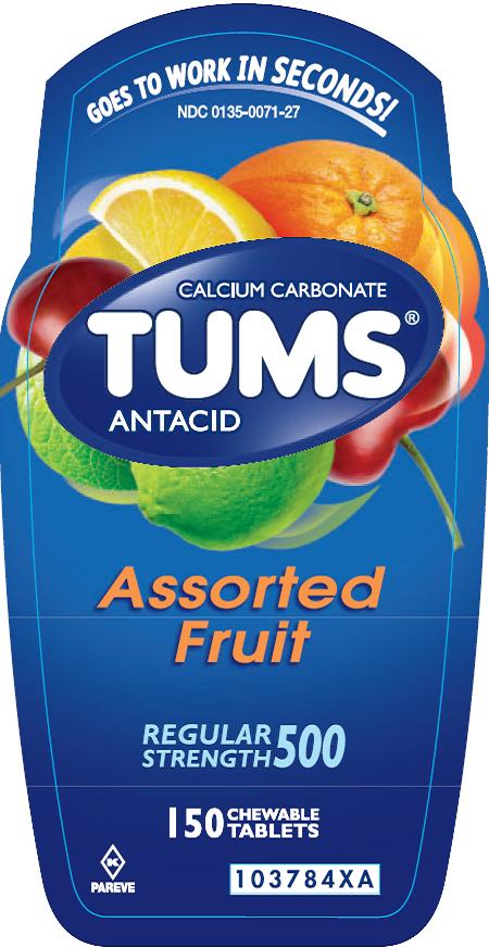 Tums Regular Assorted Fruit 150 count label