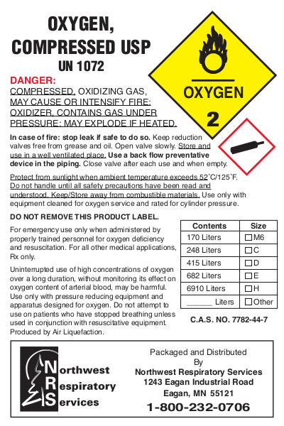 UN1072 Cylinder Label
