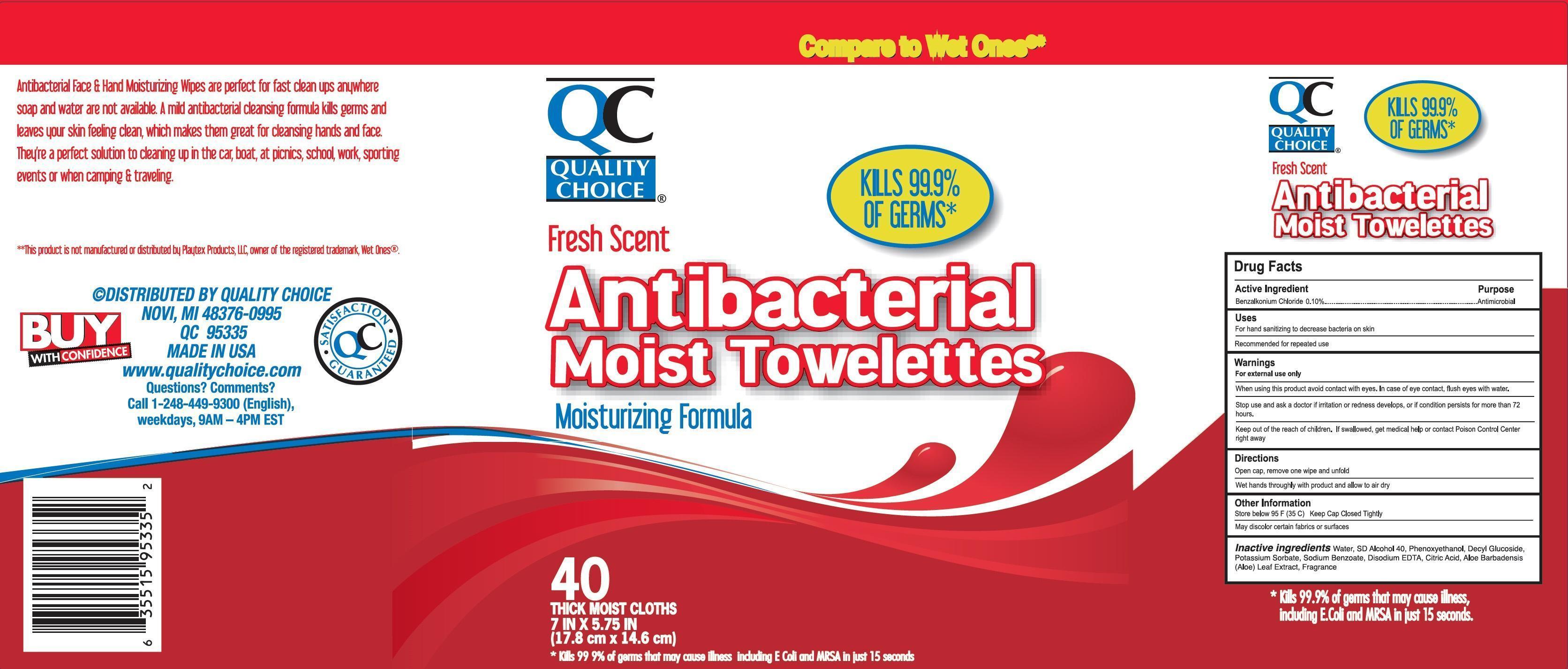 Quality Choice Antibacterial Moist Towelettes | Benzalkonium Chloride Cloth Breastfeeding