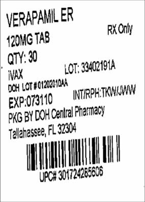 Verapamil Tablets 120mg 30s label