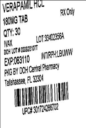 Verapamil Tablets180mg 30s Label