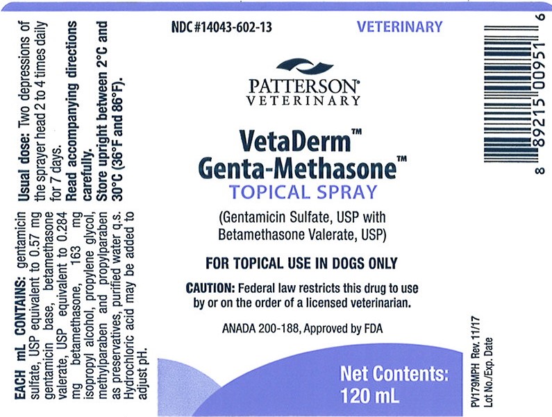 VetaDerm Genta Methasone Topical Spray 120mL Label