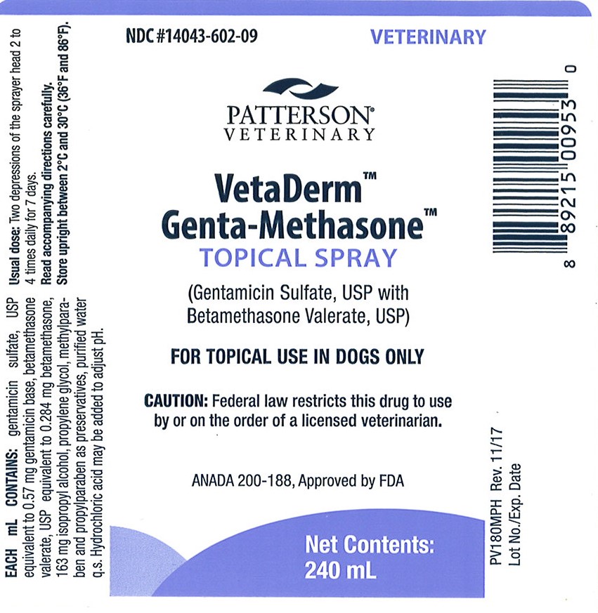 VetaDerm Genta Methasone Topical Spray 240mL Label