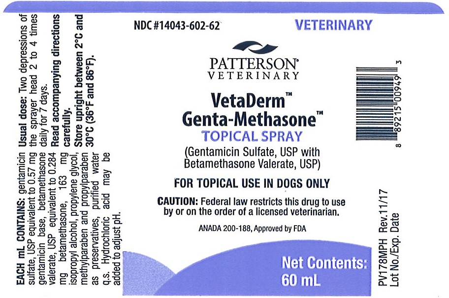 VetaDerm Genta Methasone Topical Spray 60mL Label