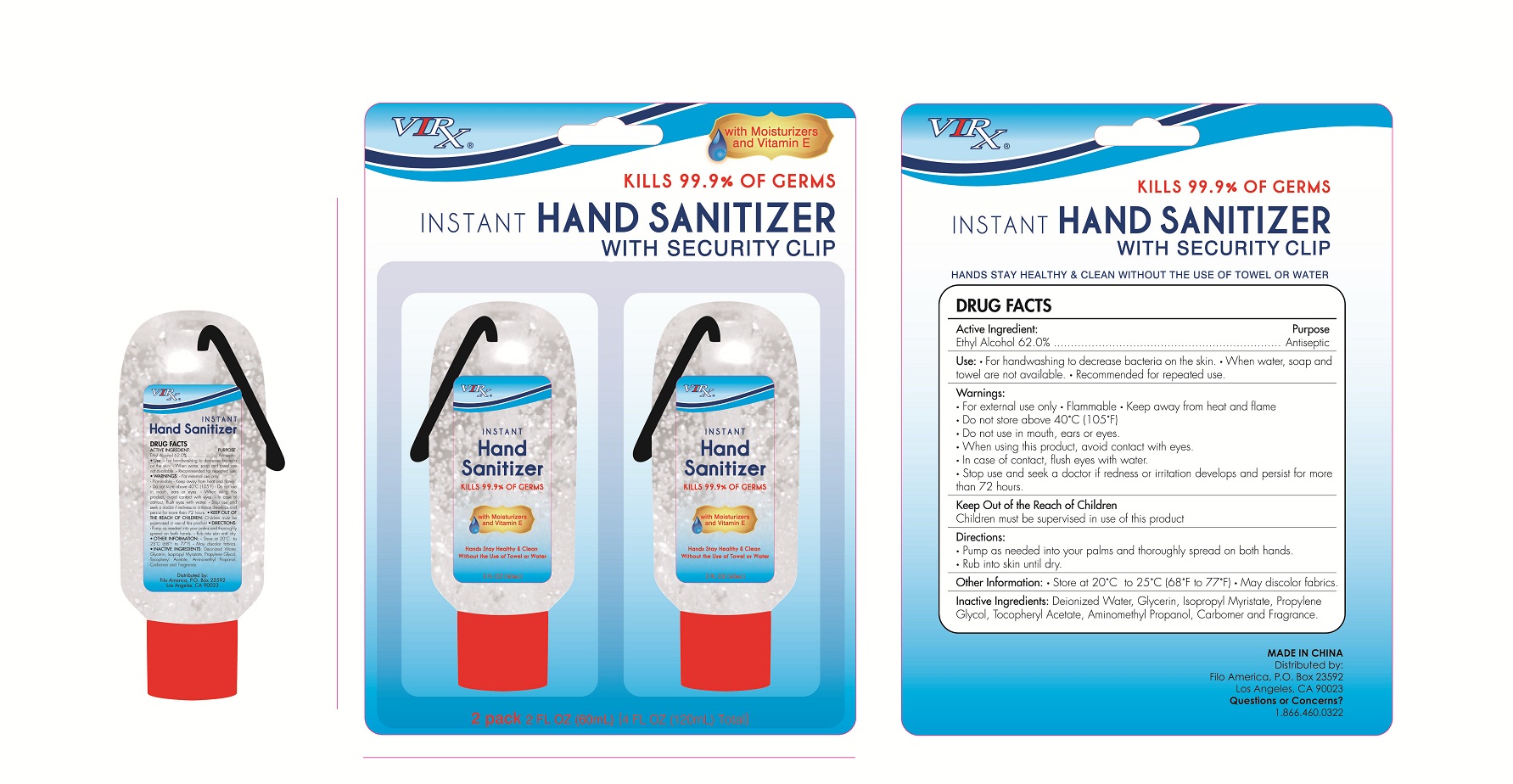 Virx Instant Hand Sanitizer With Security Clip | Alcohol Gel Breastfeeding