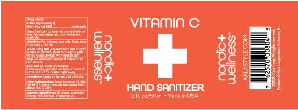 Nordic Wellness™ Vitamin C Hand Sanitizer Label