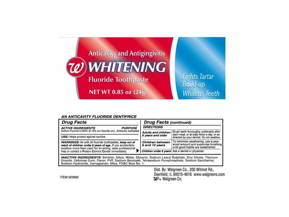 Walgreens Anticavity And Antigingivitis Whitening | Sodium Fluoride Paste, Dentifrice Breastfeeding