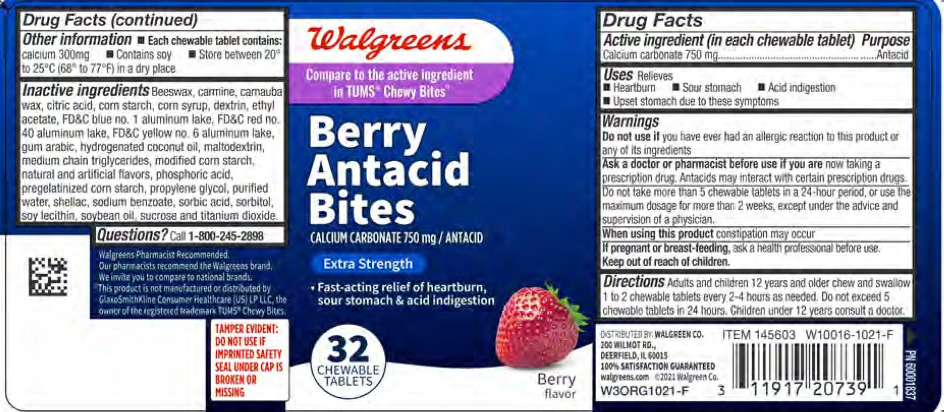 Walgreens Antacid Berry Bites 32ct 