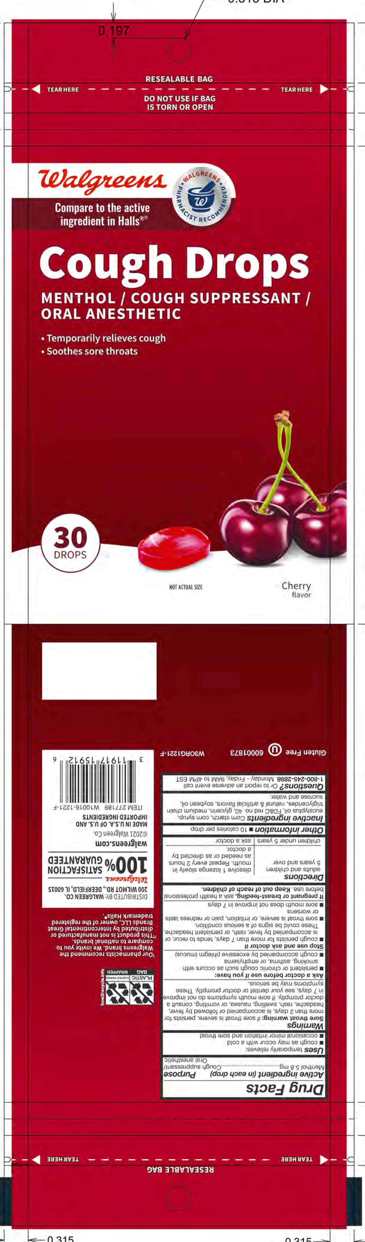 Walgreens Cherry 30ct Cough Drops