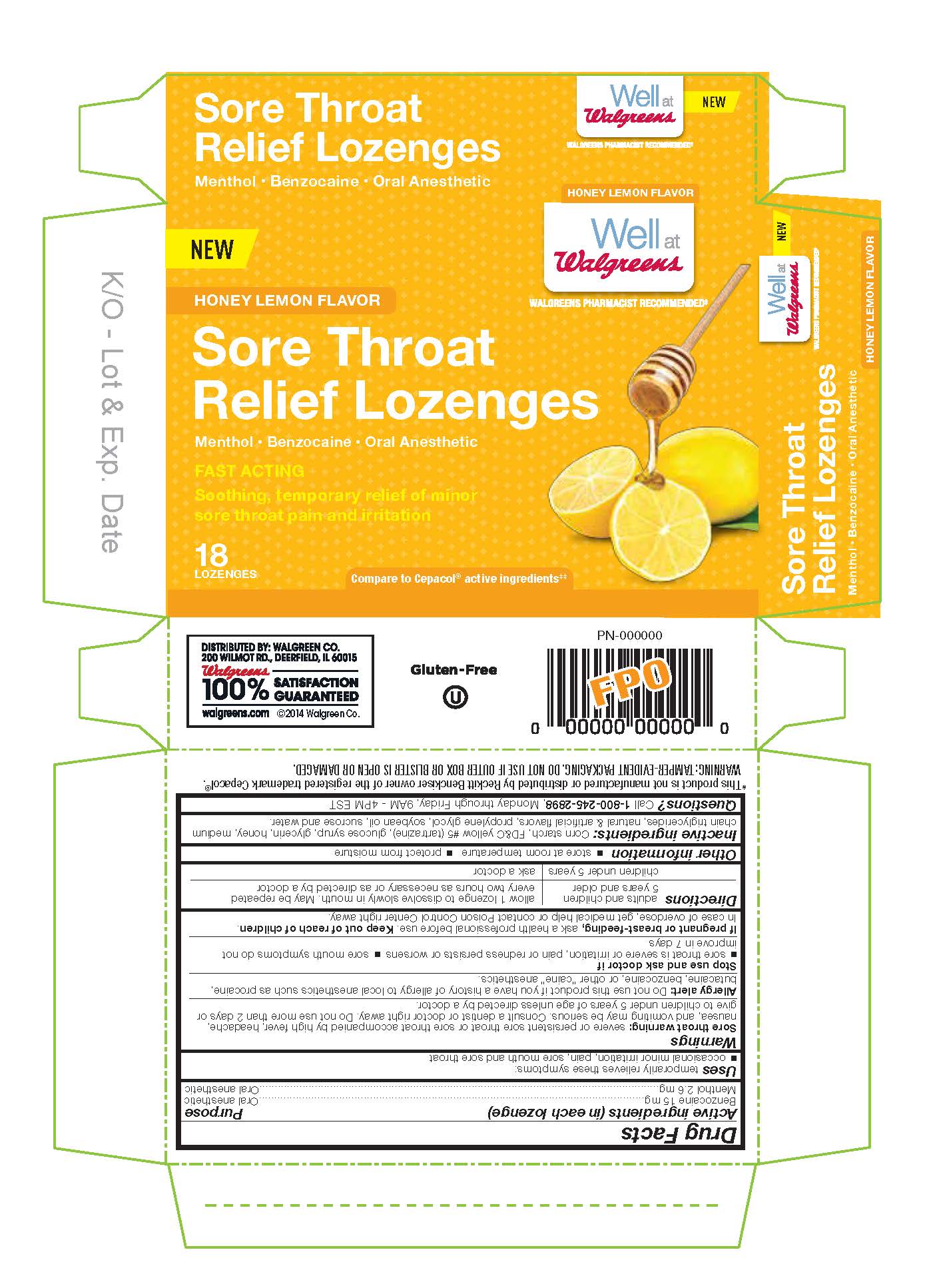 Walgreens Honey Lemon Throat Drop 18ct